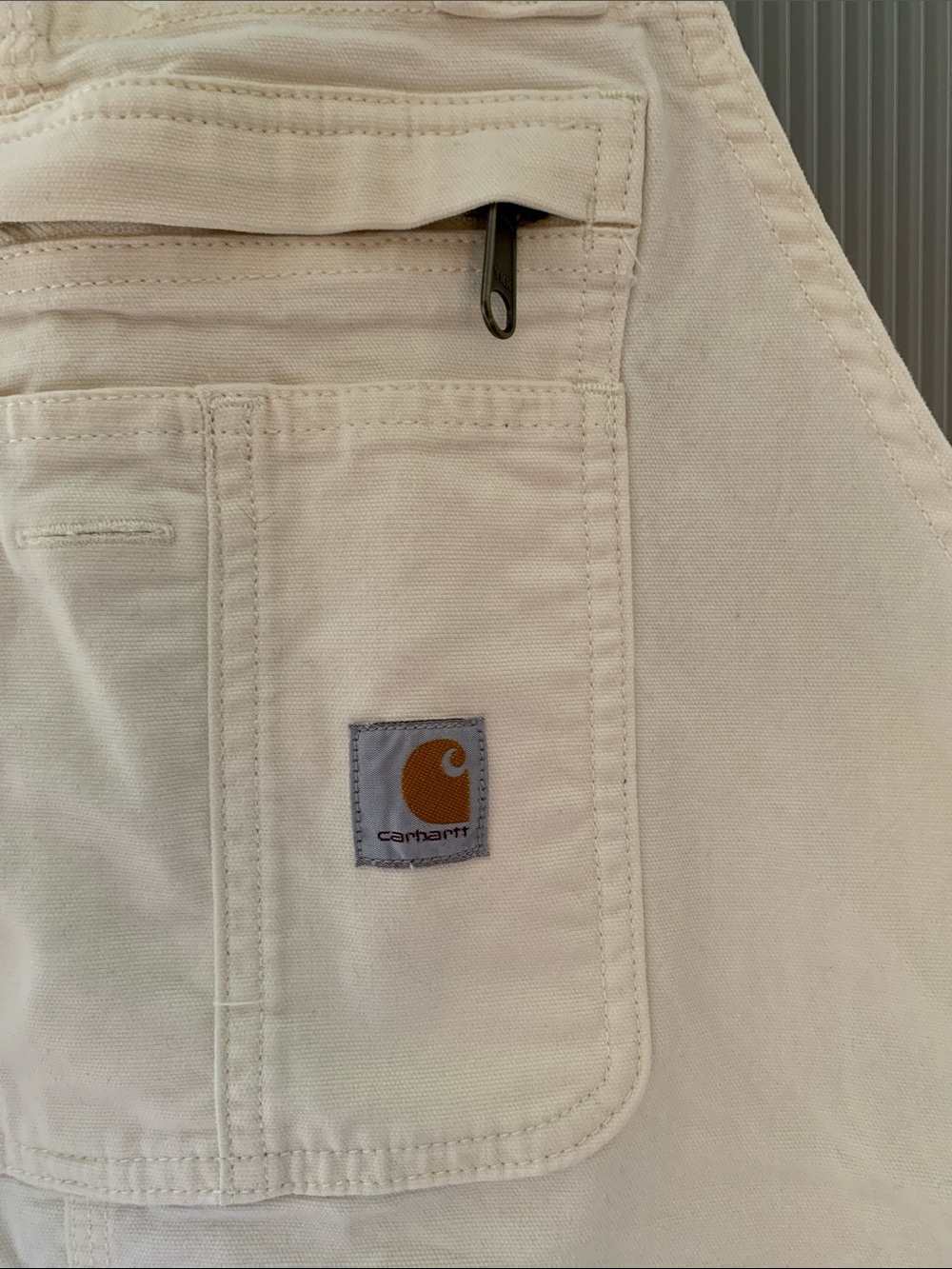 Carhartt Cream White Canvas Bib Overalls - Picture 2 of 6